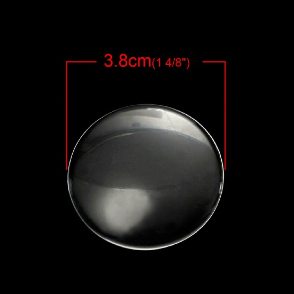 Cabochão redondo 38 mm em vidro transparente