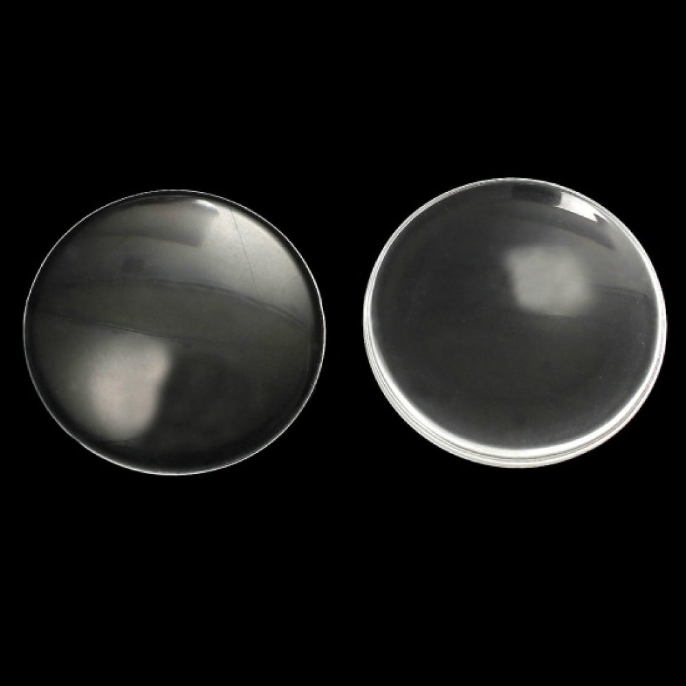 Cabochão redondo 38 mm em vidro transparente