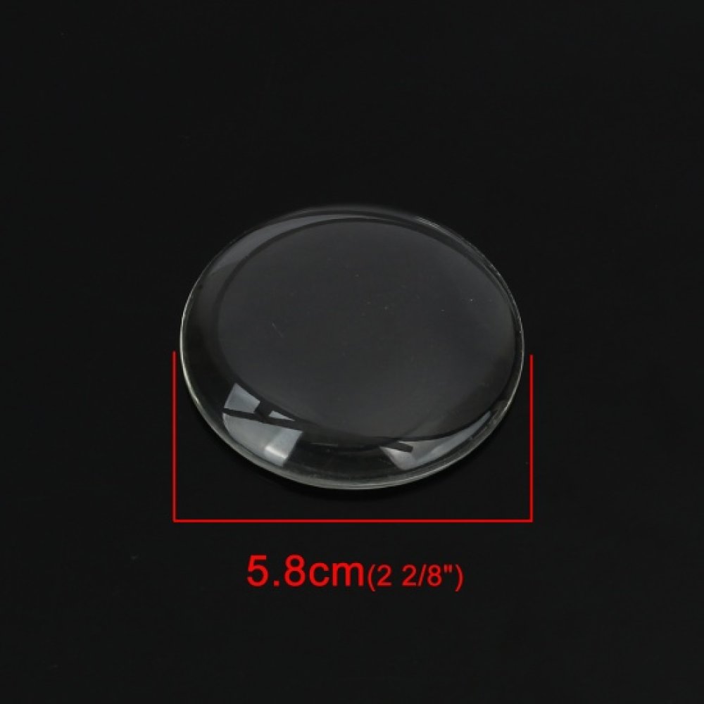 Cabochão redondo 58 mm em vidro transparente
