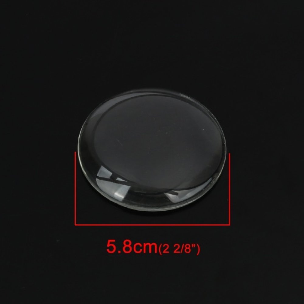 Cabochão redondo 58 mm em vidro transparente