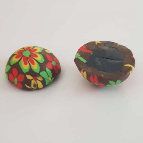 Cabochon p&acirc;te polym&egrave;re 20 mm Fleur Marron N&deg;06