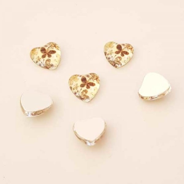 Cabochons coeur en verre 9.70 mm N&deg;03