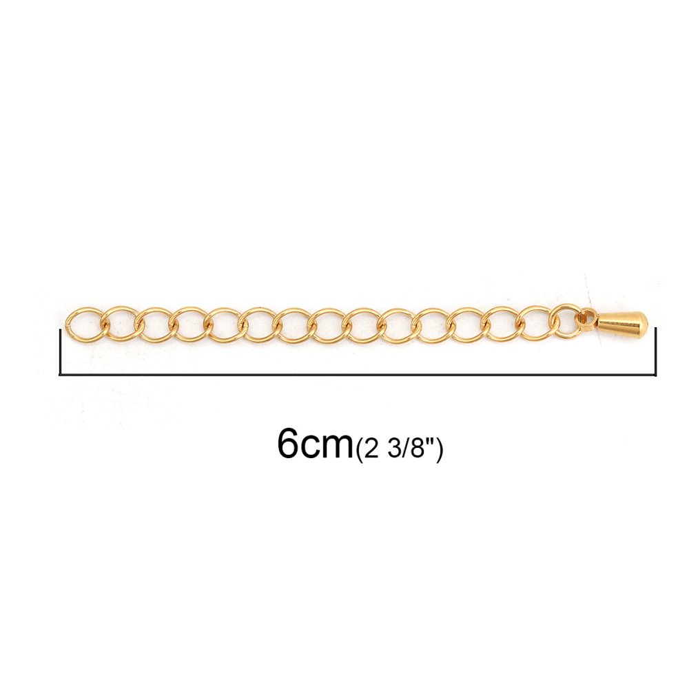 Extensão de corrente para colar em aço inoxidável 6 cm N°03 Gold