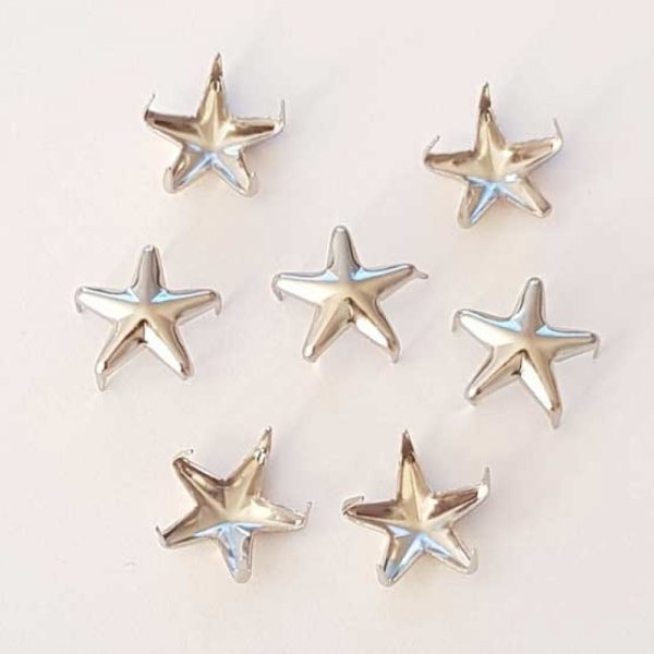 Clous rivet &agrave; griffes Etoile 10 mm Argent 10 pi&egrave;ces