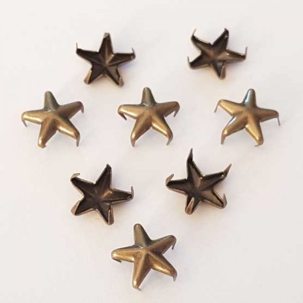 Clous rivet &agrave; griffes Etoile 10 mm Bronze x 10 pi&egrave;ces