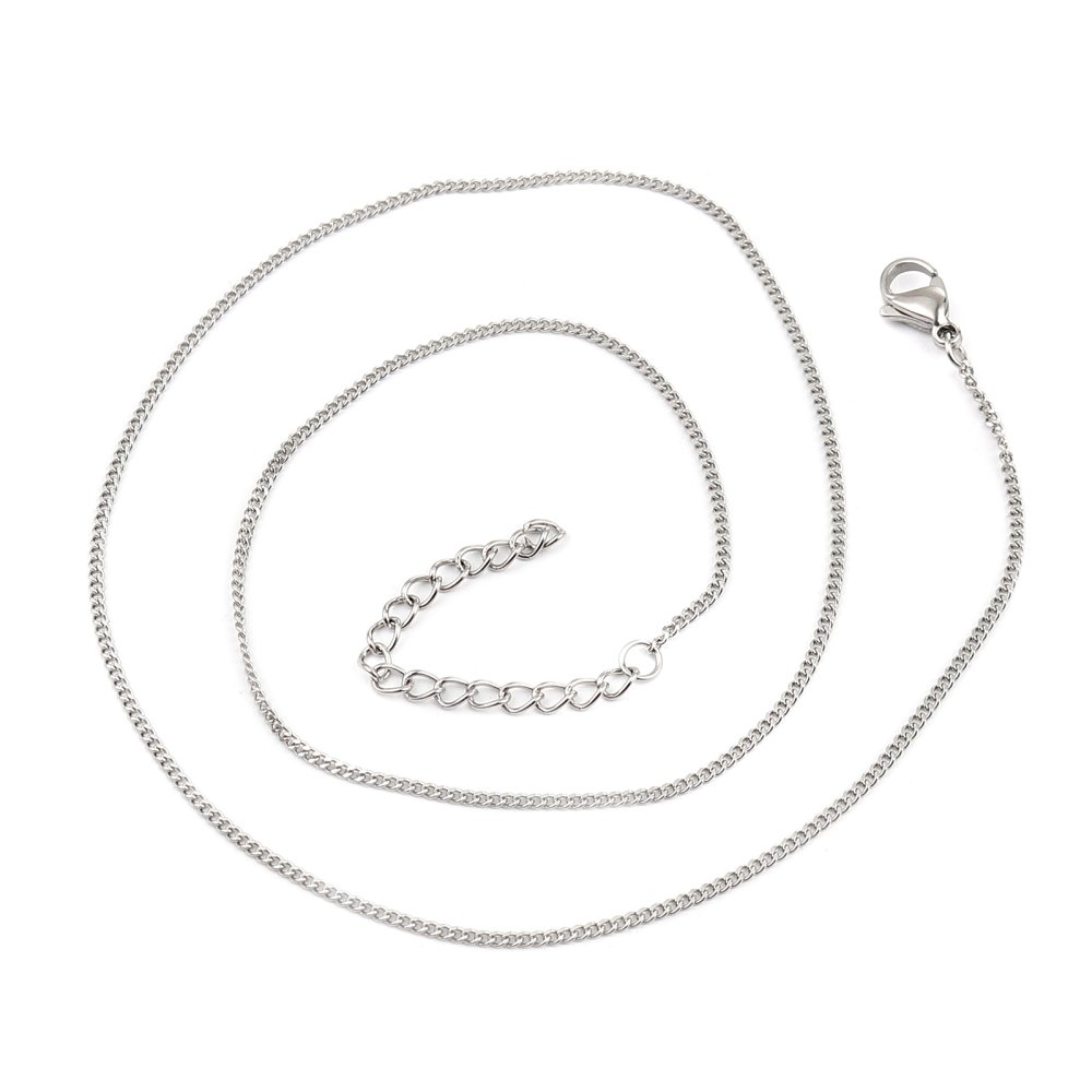 Colar N°05-02 em aço inoxidável, malha de cavalo de 45 cm (18")