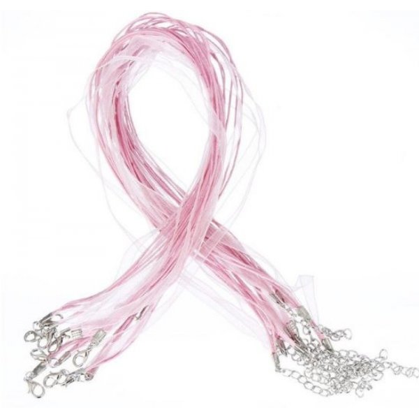 Colar com fita de organza N&deg;03 e cord&atilde;o encerado