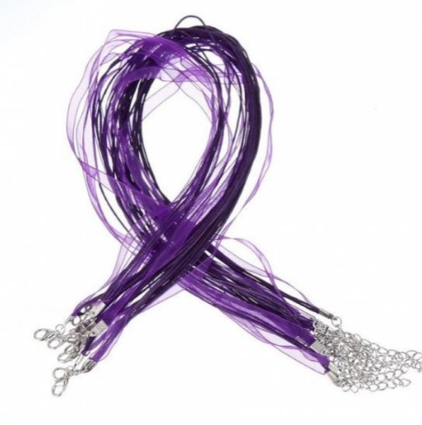 Colar com fita de organza N&deg;16 e cord&atilde;o encerado