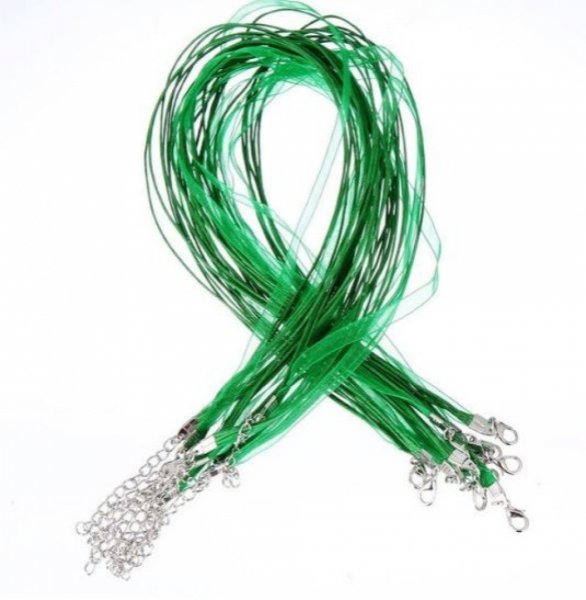 Colar com fita de organza N&deg;09 e cord&atilde;o encerado