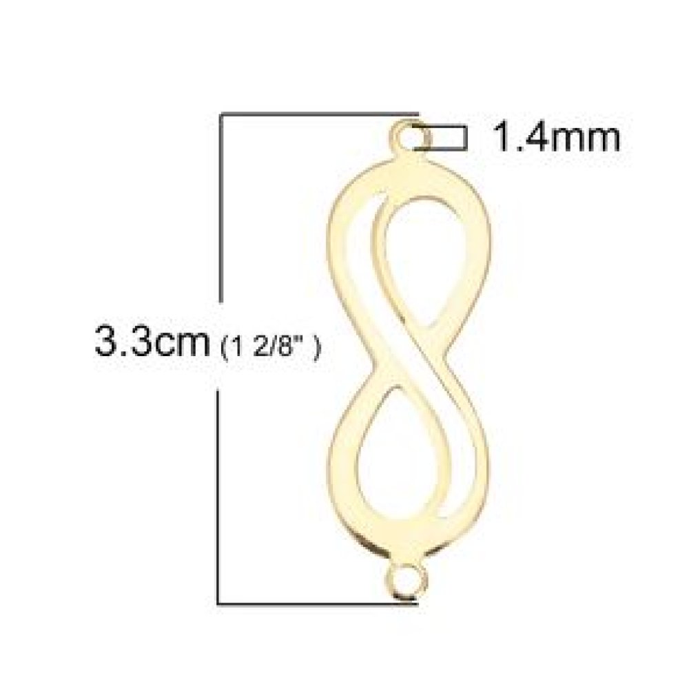 Conector do símbolo "Infinity" em cobre banhado a ouro de 18k
