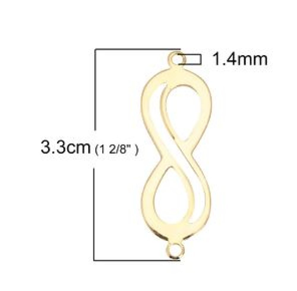 Conector do símbolo "Infinity" em cobre banhado a ouro de 18k