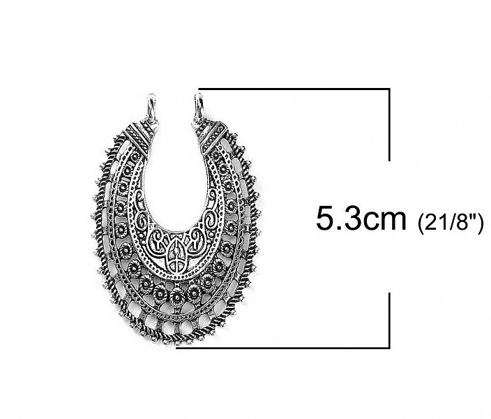 Conectores N&deg;01 Oval Prata Flores Ocas