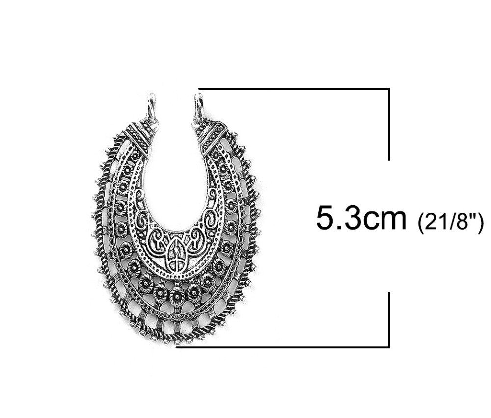 Conectores N°01 Oval Prata Flores Ocas