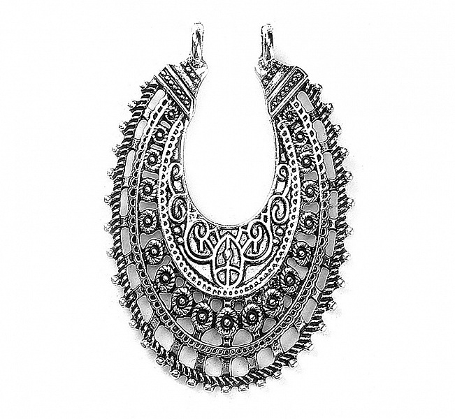 Conectores N&deg;01 Oval Prata Flores Ocas