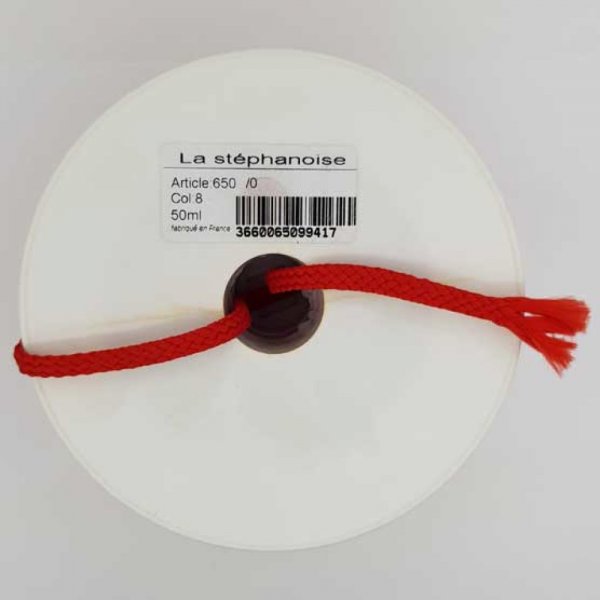 Cordon tress&eacute; 06 mm Rouge x 1 m&egrave;tre