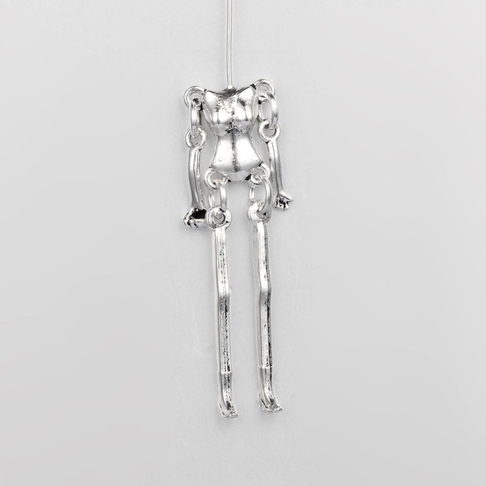 Corpo de boneca em metal, cor prata 9 cm
