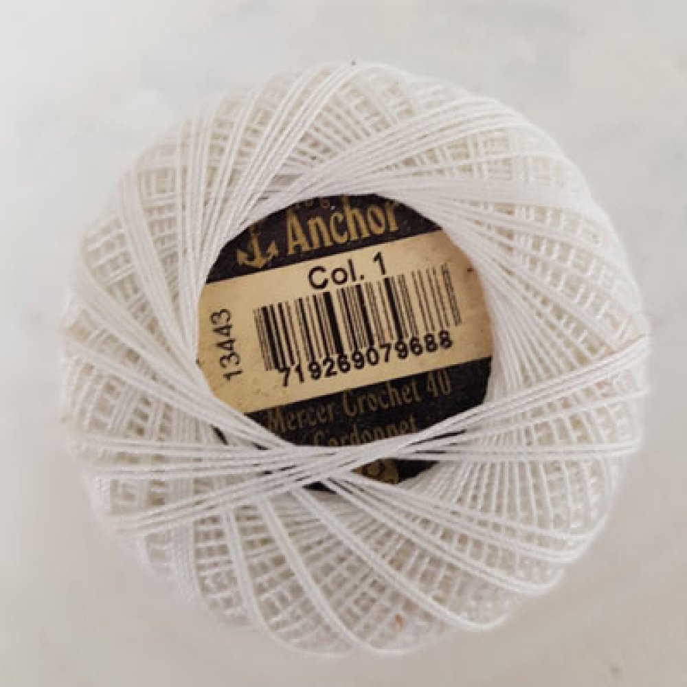 Contas de algodão em carretel, Anchor - 10 g Branco