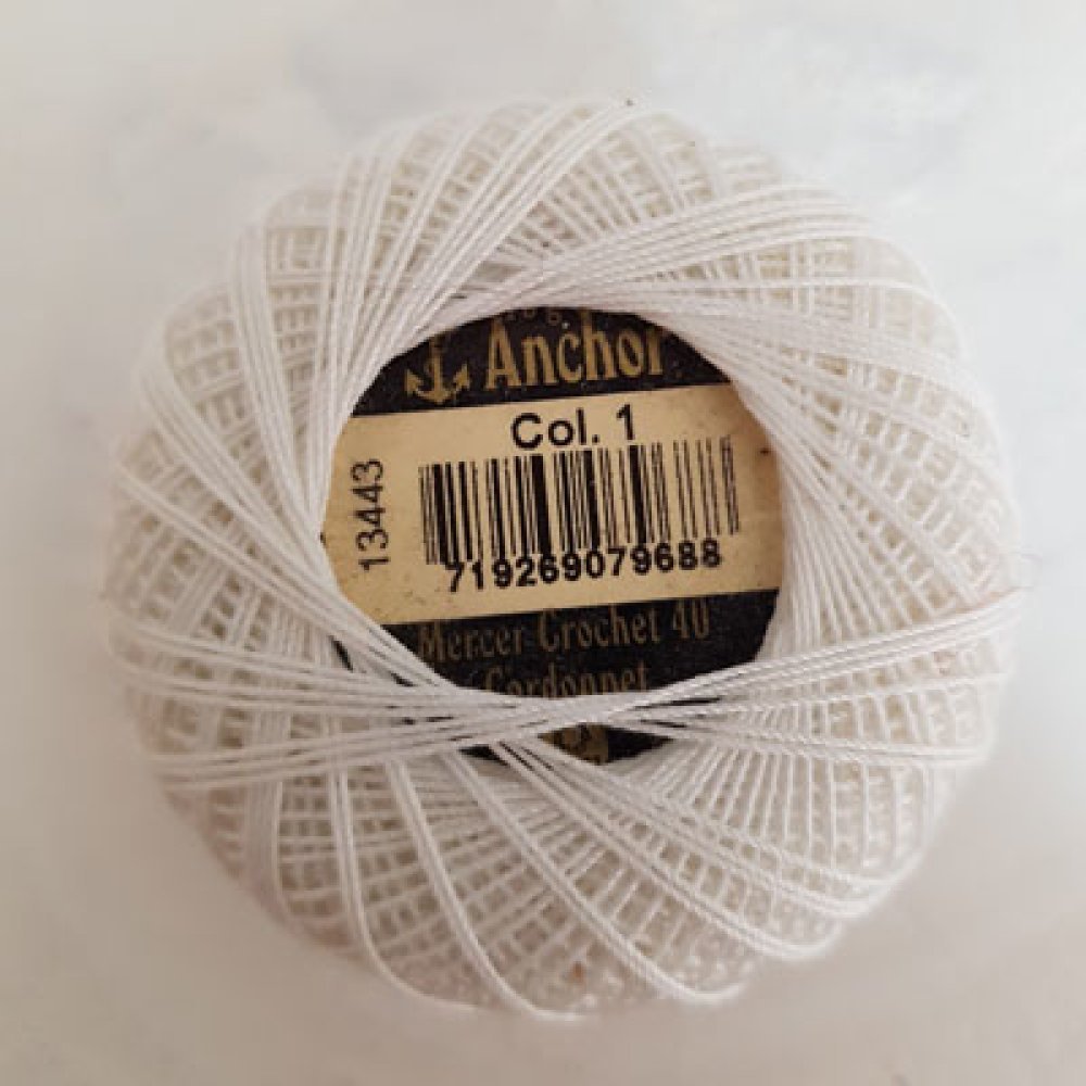 Contas de algodão em carretel, Anchor - 10 g Branco