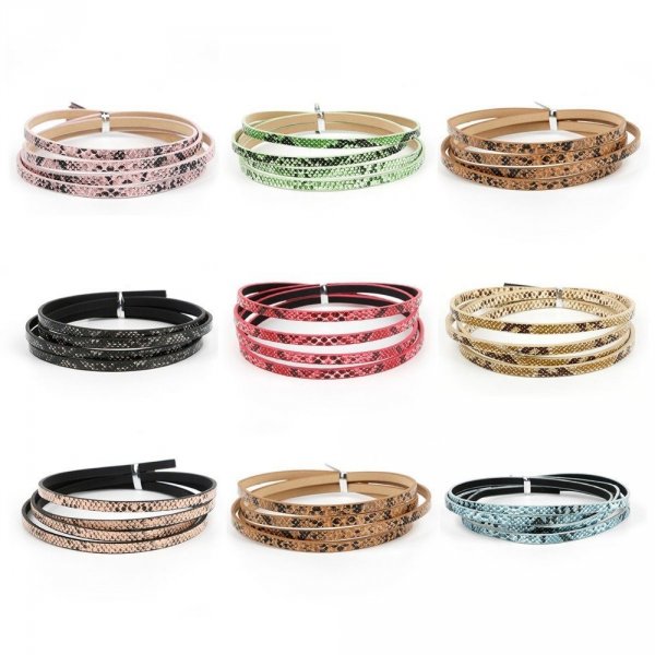 Couro 05 mm Preto padr&atilde;o pele de cobra 1 metro