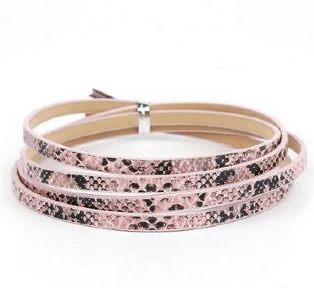 Couro 05 mm Pele de cobra cor-de-rosa design 1 metro