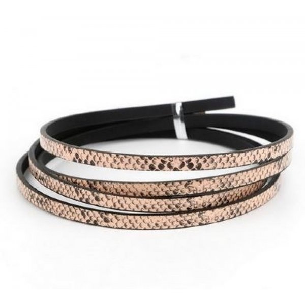 Couro 05 mm Pele de cobra cor-de-rosa antiga design 1 metro