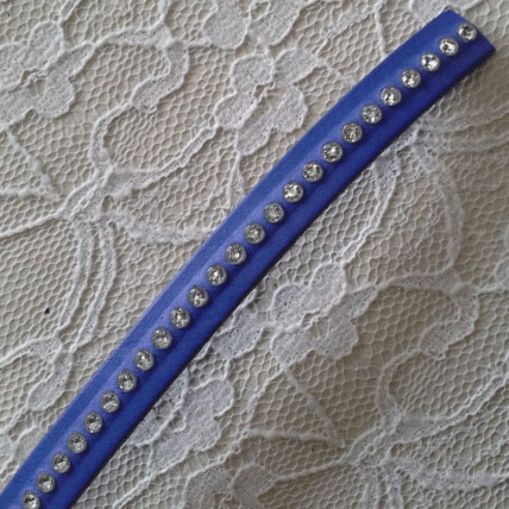 Couro B-Cobalto 10 mm Strass Swarovski por 20 cm