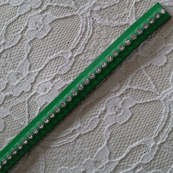 Couro B-Verde 10 mm Strass Swarovski por 20 cm