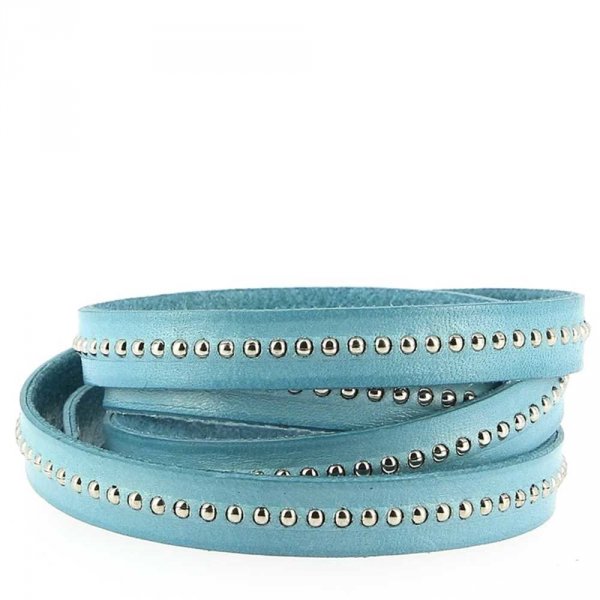 Couro de bola azul celeste de 10 mm com corrente de bola sem n&iacute;quel por 20 cm