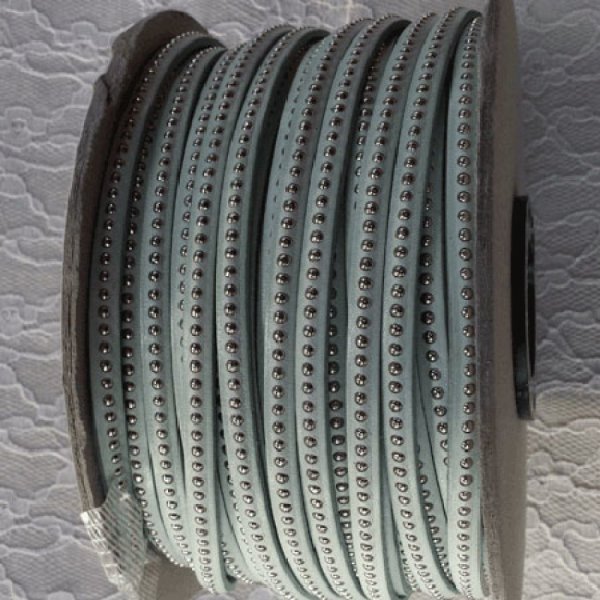 Bola de couro azul pastel 06 mm com corrente de bola sem n&iacute;quel por 20 cm