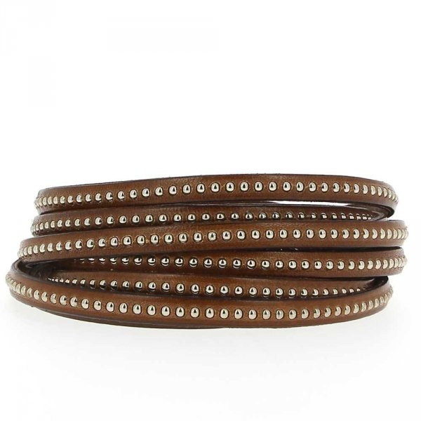 Bille de couro Bruno 06 mm com corrente de bola sem n&iacute;quel por 20 cm