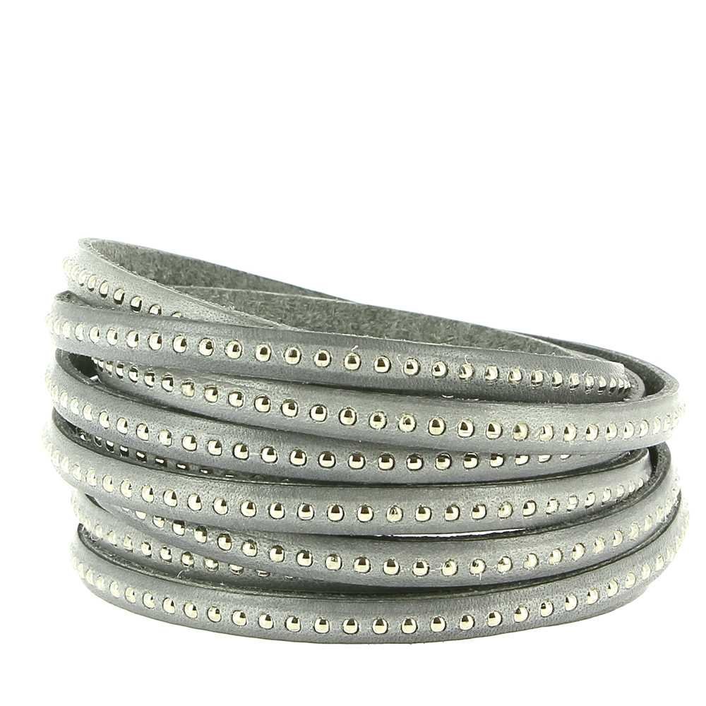 06 mm de couro cinzento Infinity Ball com corrente de bola sem níquel por 20 cm