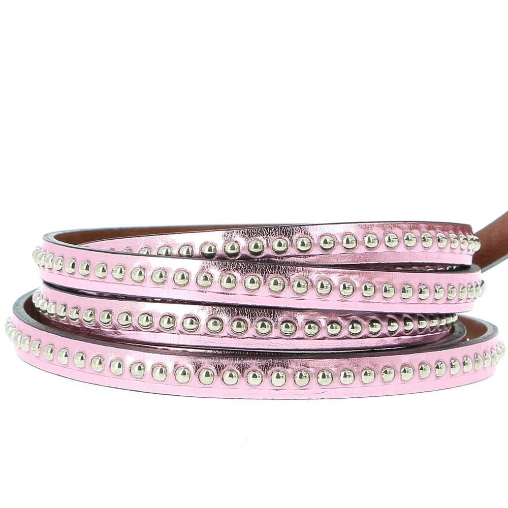 Bola espelhada em pele Metal rosa 06 mm com corrente sem níquel por 20 cm