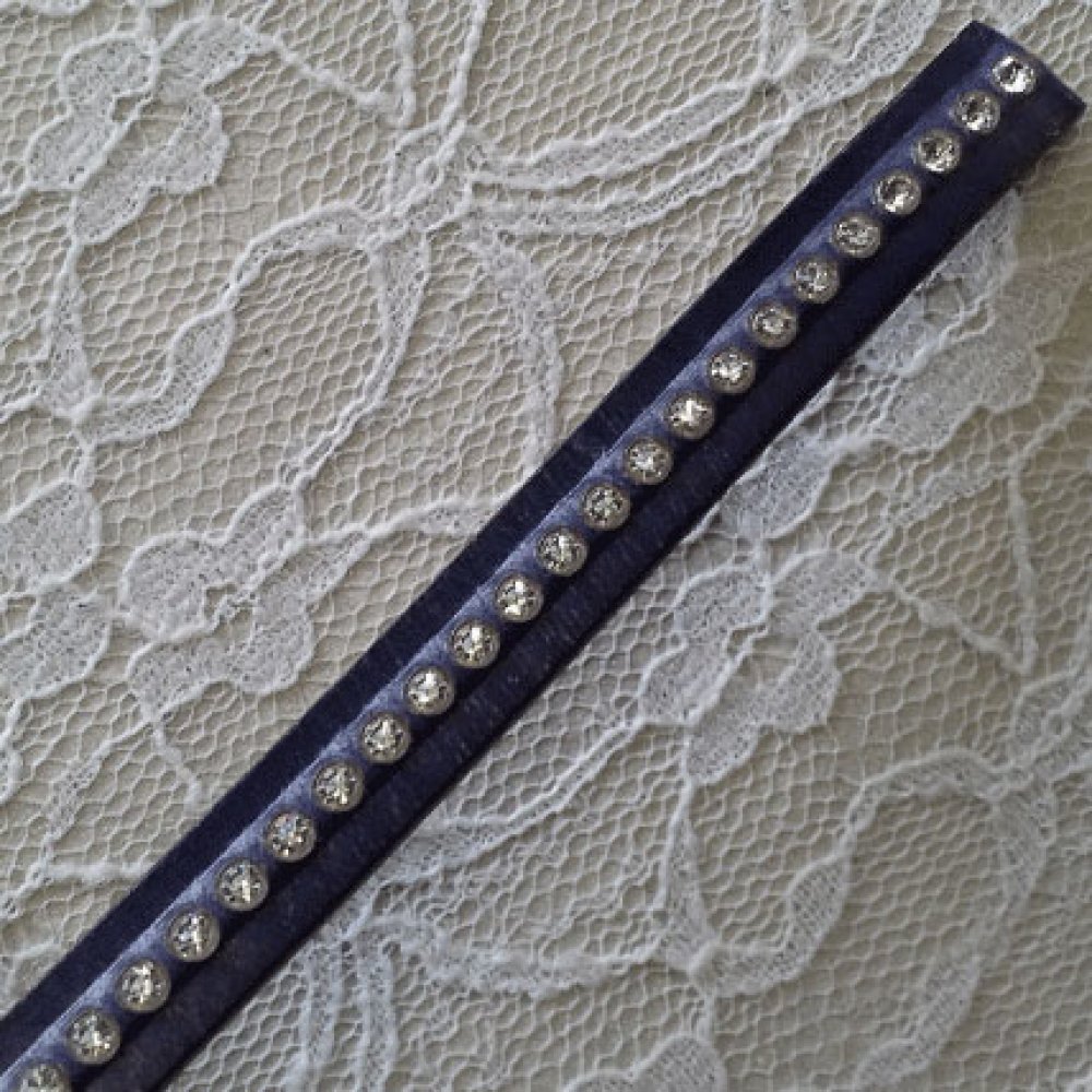 Couro cobalto escuro Strass Swarovski de 10 mm por 20 cm