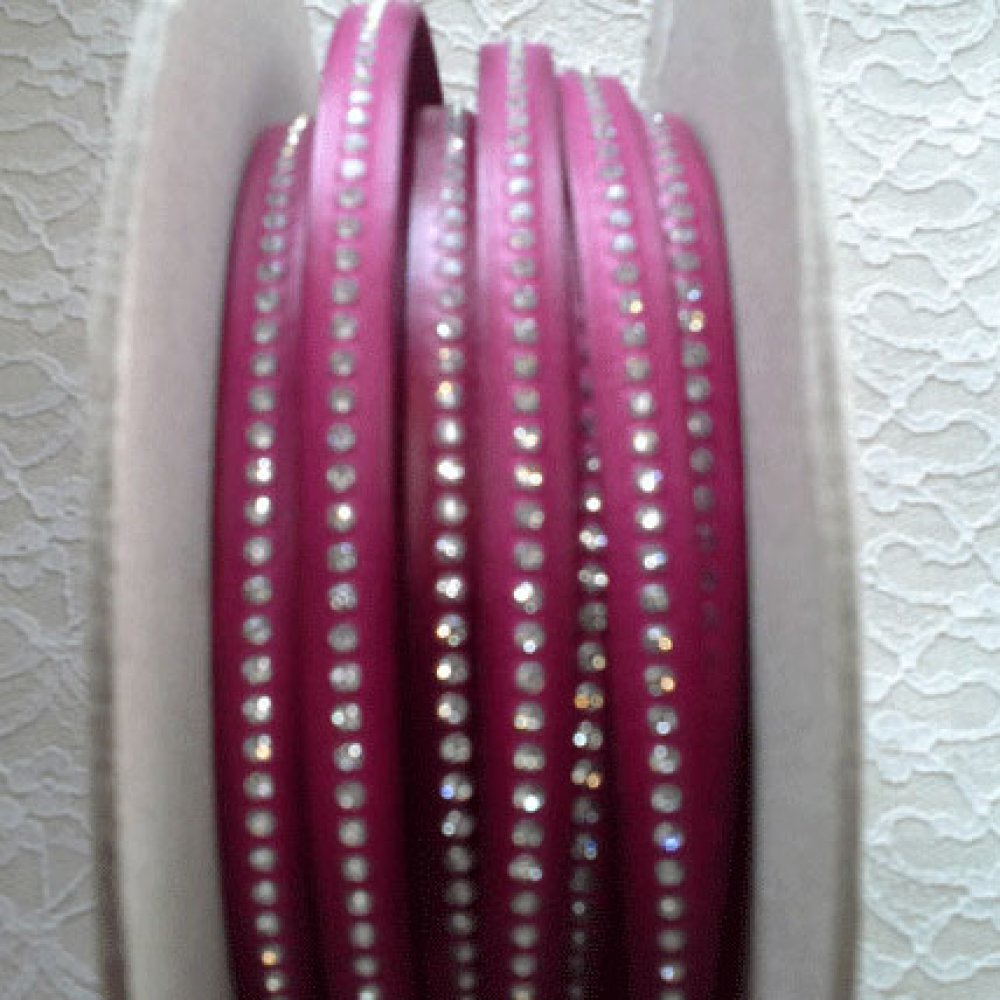 Couro DD-Fuxia 10 mm Strass Swarovski por 20 cm