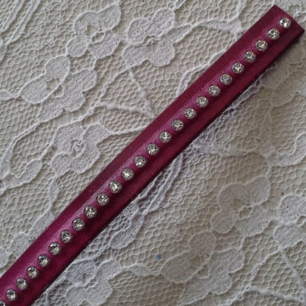 Couro DD-Fuxia 10 mm Strass Swarovski por 20 cm