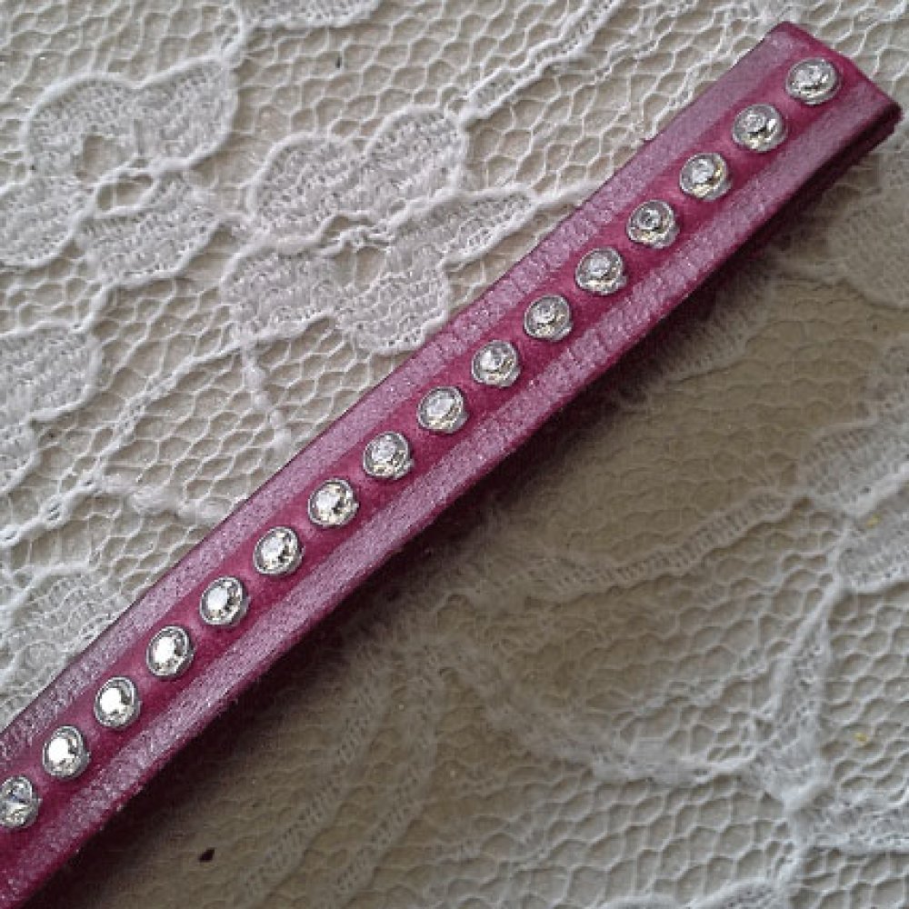 Couro DD-Fuxia 10 mm Strass Swarovski por 20 cm