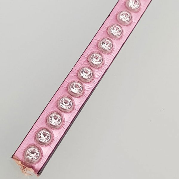 Espelho de couro Metal rosa 06 mm Strass Swarovski por 20 cm