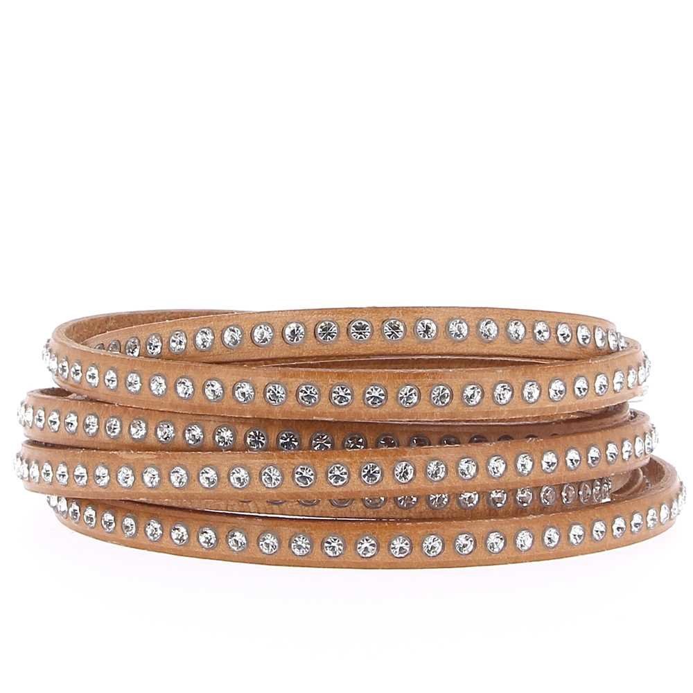Couro natural 06 mm Strass Swarovski por 20 cm