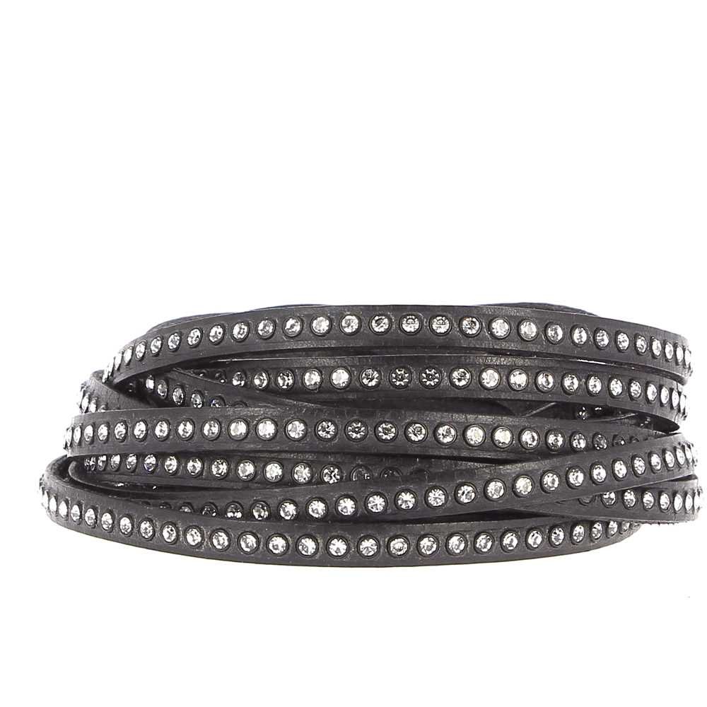 06 mm Strass Swarovski em couro preto por 20 cm