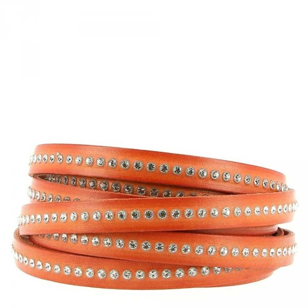 Couro laranja com strass Swarovski de 10 mm por 20 cm