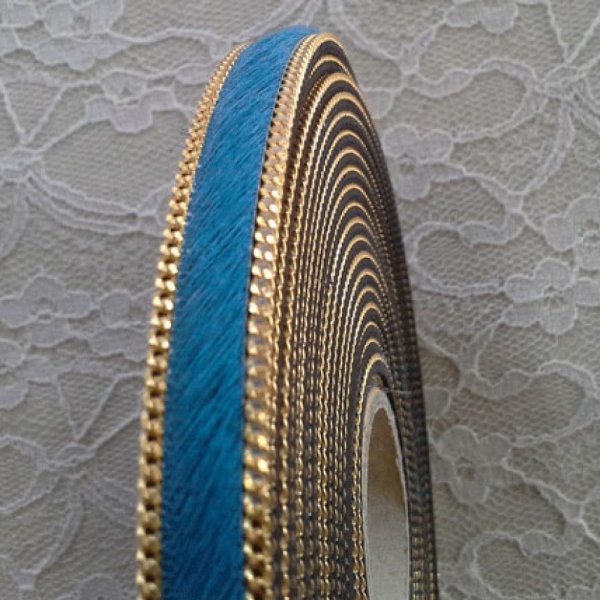 Flat Blue Calf Leather 10 mm por 20 cm pele e corrente