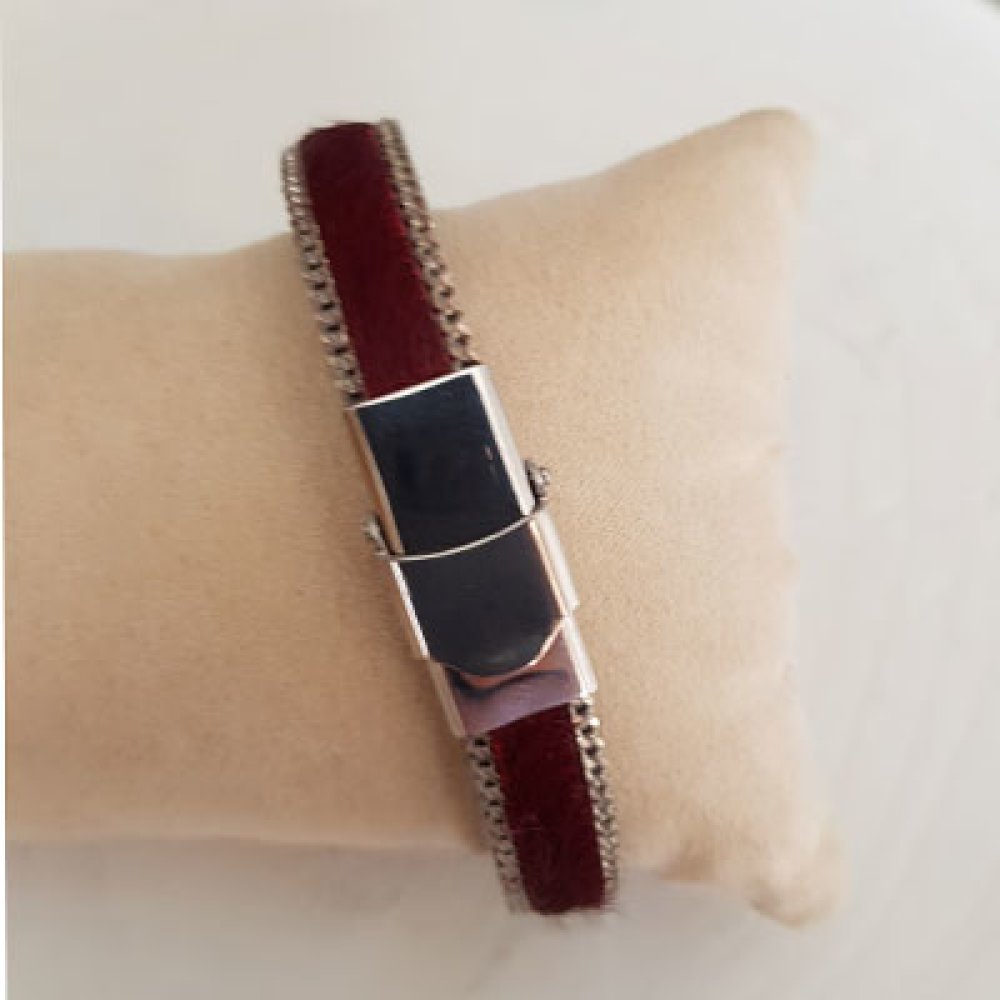 Flat Calf Leather Bordeaux 10 mm por 20 cm pele e corrente