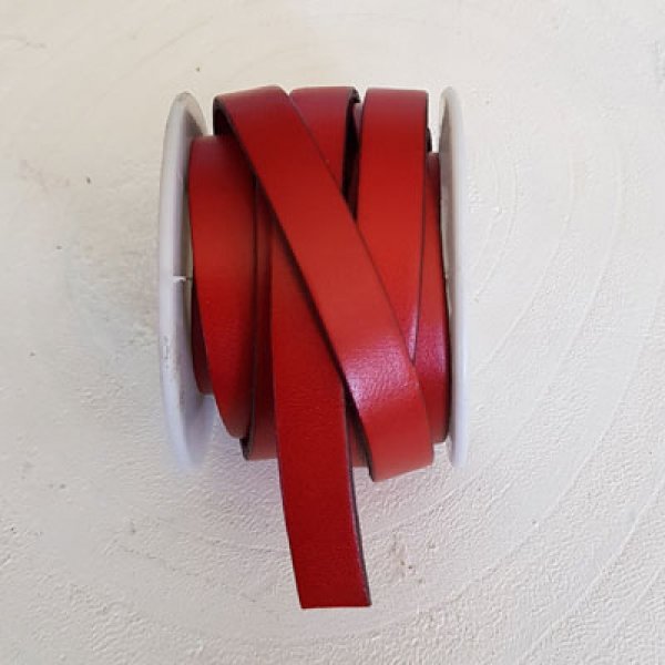 Couro plano de bezerro vermelho N&deg;2 10 mm por 20 cm Liso