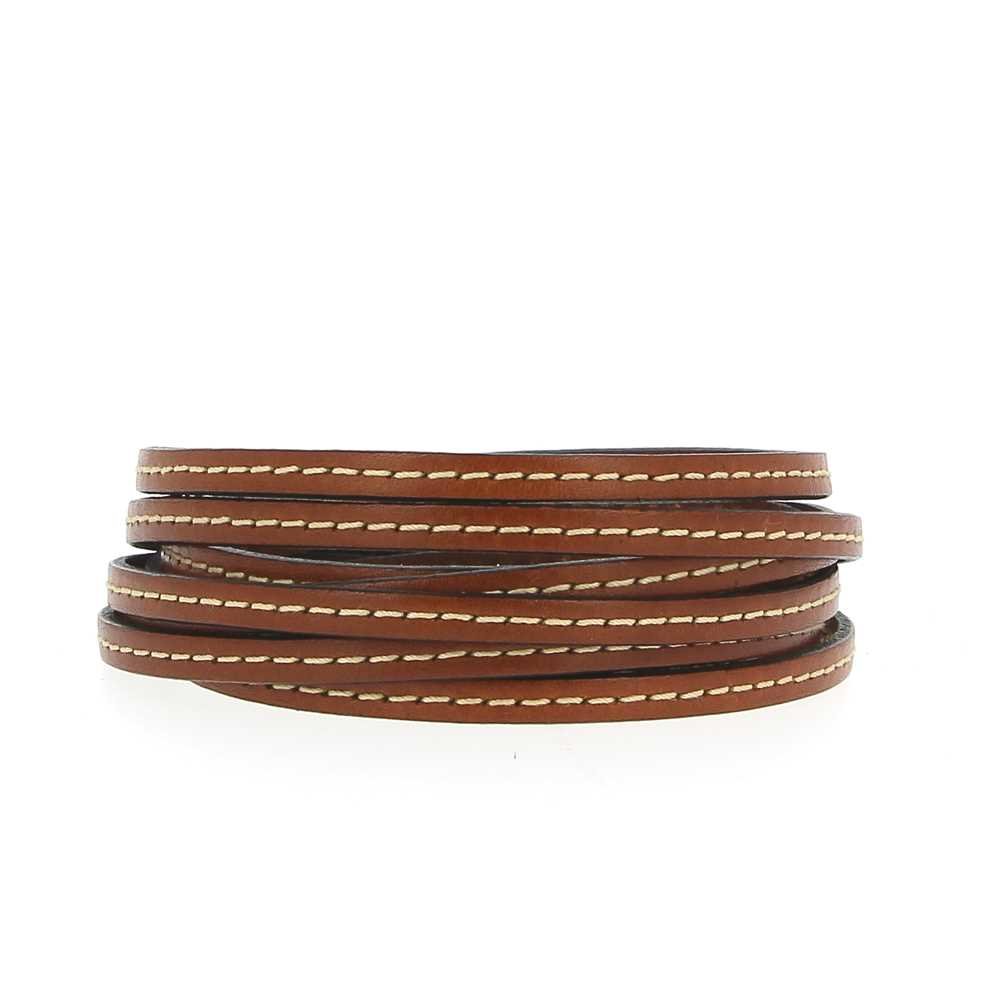Flat Safari Calf Leather 05 mm por 20 cm Cosido 1 linha branca