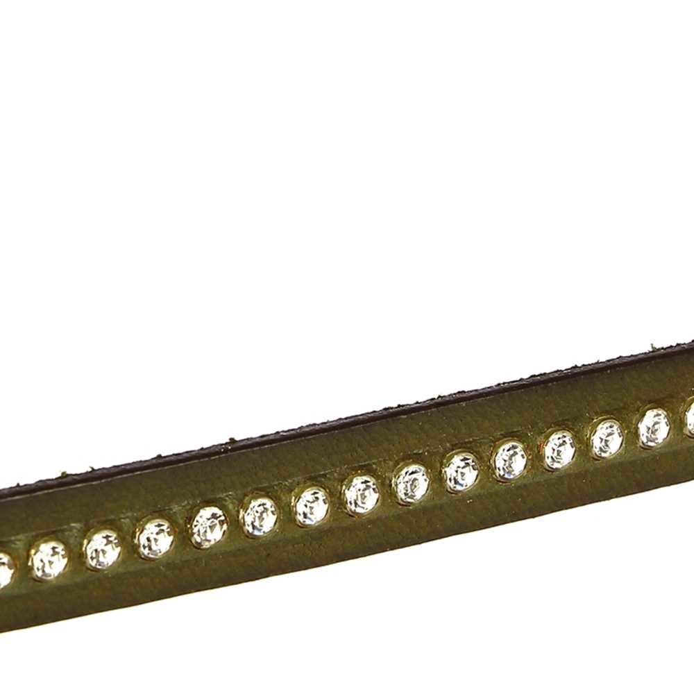 Couro verde militar com 10 mm de strass Swarovski por 20 cm