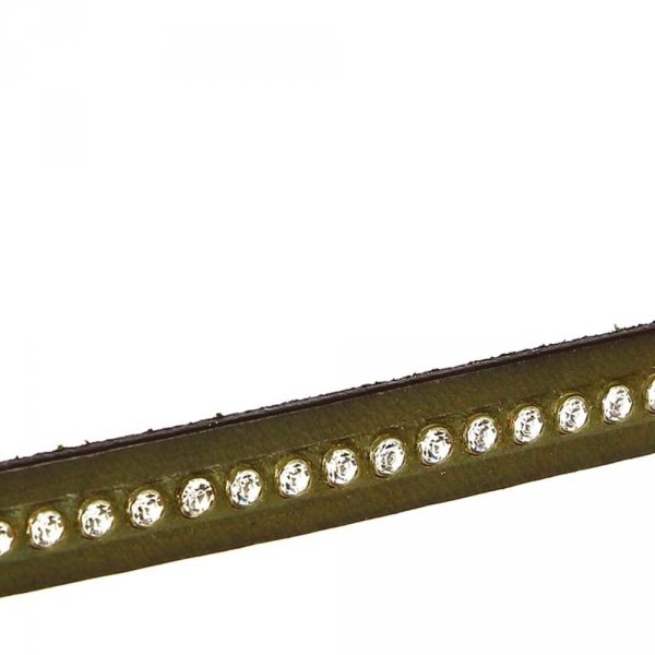 Couro verde militar com 10 mm de strass Swarovski por 20 cm