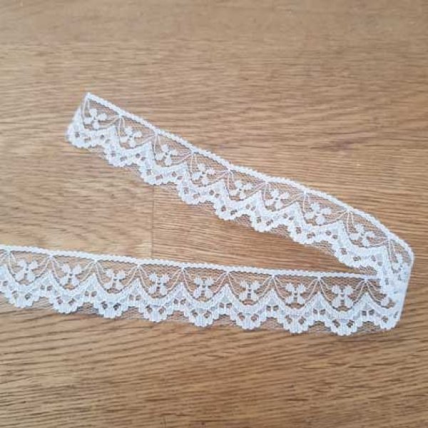 Dentelle Blanc Style Tulle 25 mm N&deg;01