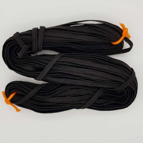 M&aacute;scara plana el&aacute;stica 5 mm preta n&deg;03 x 16 metros