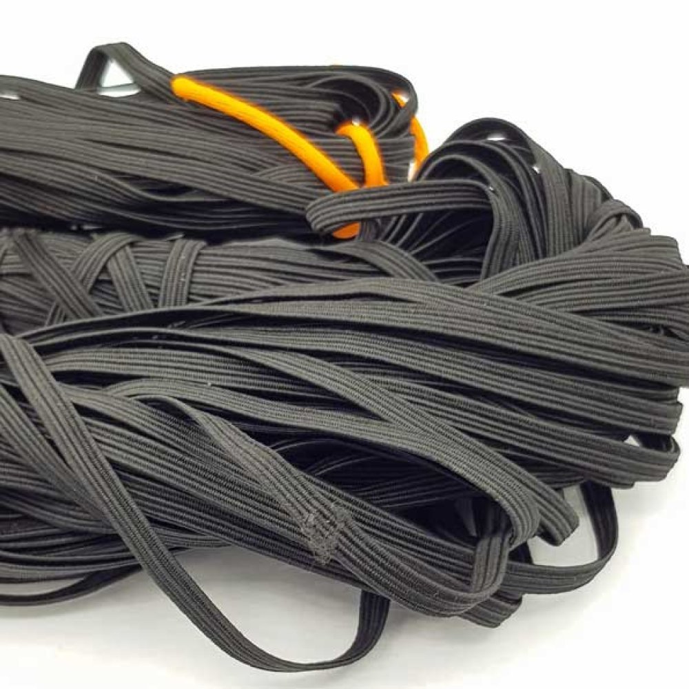 Máscara plana elástica 4 mm preta n°03 x 20 metros