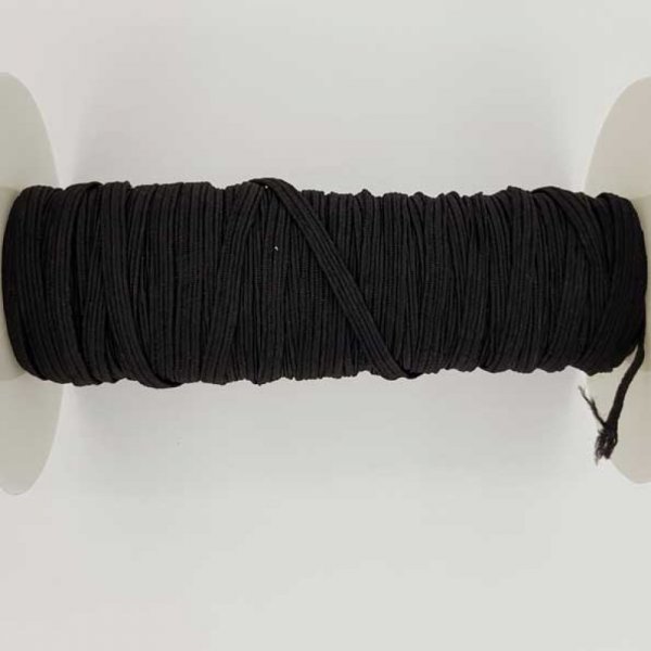 M&aacute;scara plana el&aacute;stica 5 mm preta n&deg;03 por metro